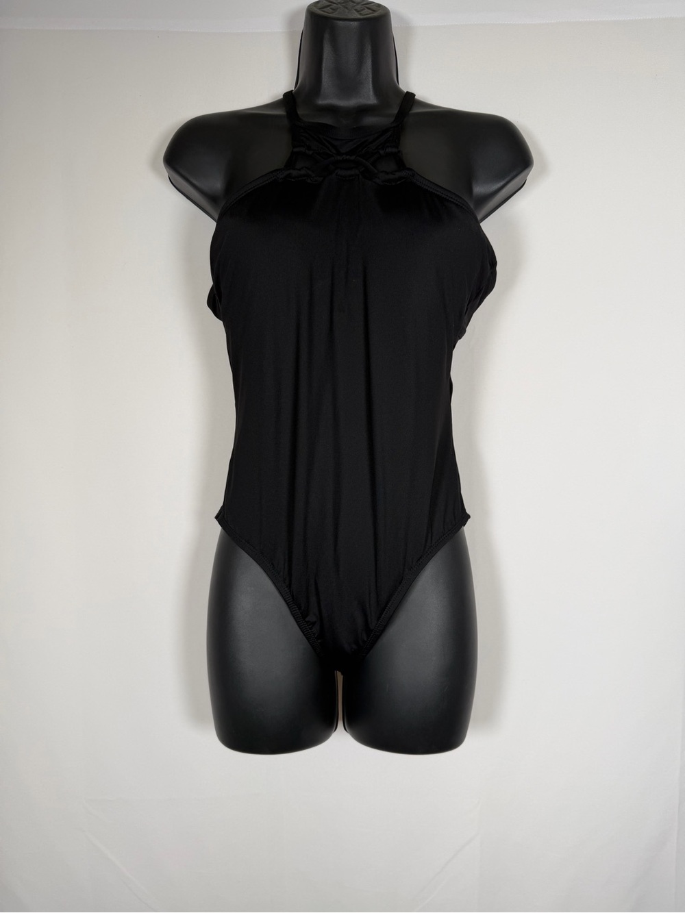 La Blanca Black High-Neck Strappy One-Piece Swimsuit
